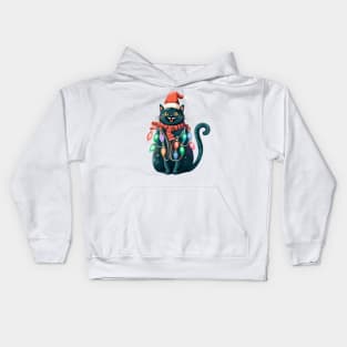 Christmas Lights Cat Merry Catmas Kids Hoodie